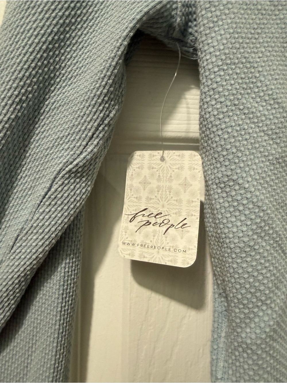 Free People Pale Blue Ribbed Long Sleeve Mock Neck Top - Picture 6 of 7